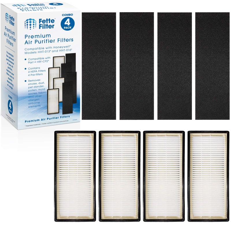 Fette Filter - Air Purifier Filter Compatible with Honeywell HEPAClean Air Purifier Replacement Filter C Pack of 4 HEPA + 4 Pre-Filters for Models HHT-080, HHT-081, HHT-085, HHT-090, HHT-145, HHT-149 - Image 1